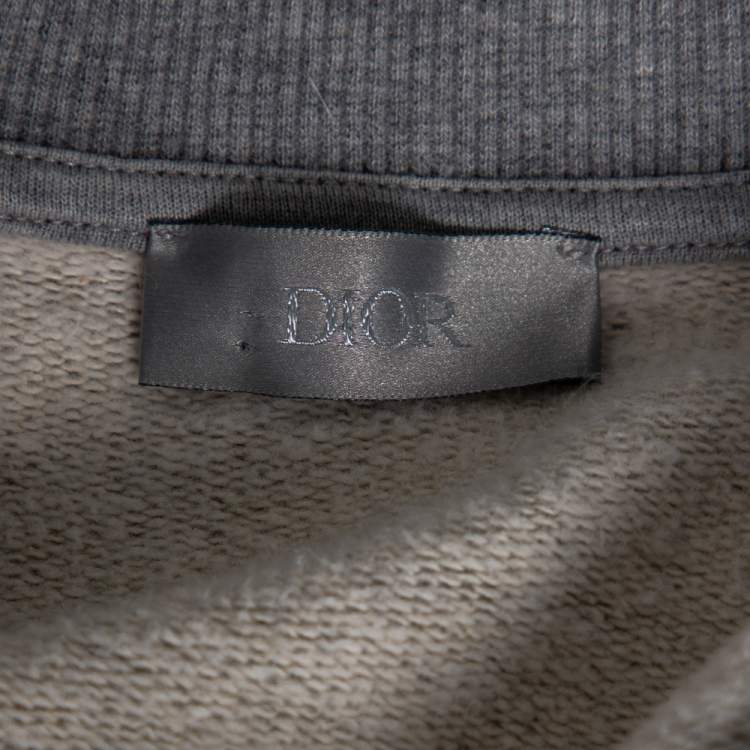 Pre Owned Dior Grey Cotton Logo Embroidered Crewneck Sweatshirt L