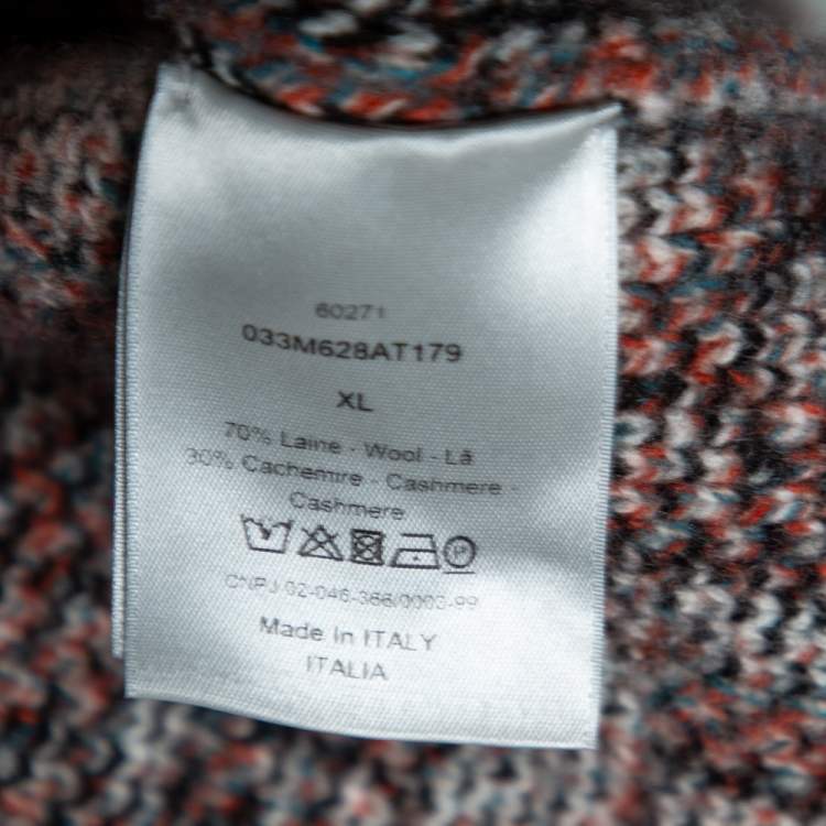 Pre Owned Dior Multicolored Oblique Logo Jacquard Wool & Cashmere Pullover XL