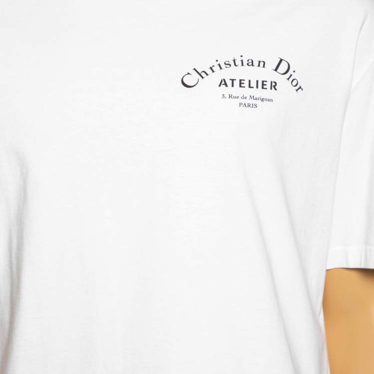 Pre Owned Dior White Logo Printed Cotton Short Sleeve T-Shirt L