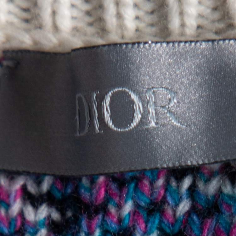 Pre Owned Dior Multicolored Oblique Jacquard Intarsia Knit Pullover L