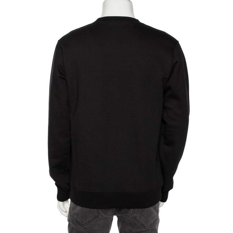 Pre Owned Dior Black Floral Logo Printed Cotton Crewneck Sweatshirt M