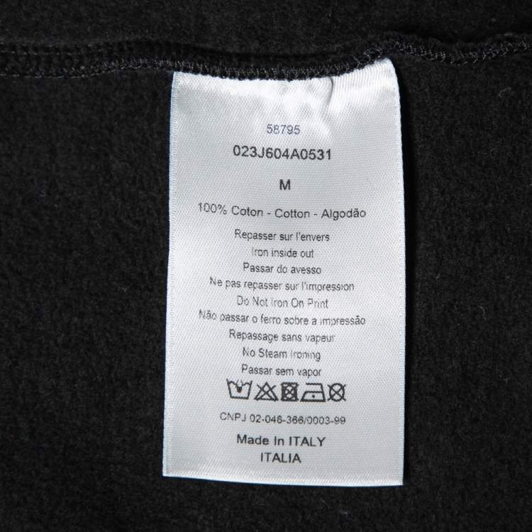 Pre Owned Dior Black Floral Logo Printed Cotton Crewneck Sweatshirt M