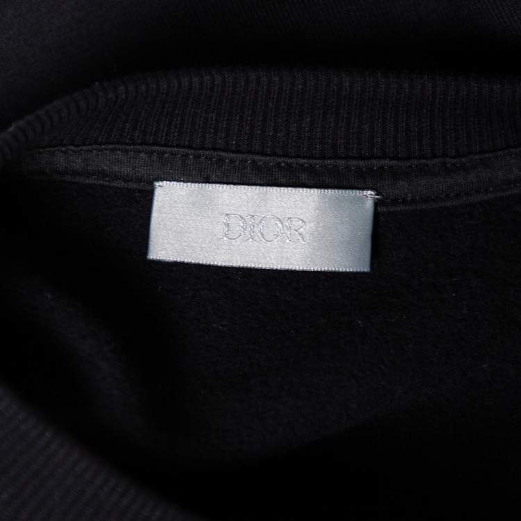 Pre Owned Dior Black Floral Logo Printed Cotton Crewneck Sweatshirt M