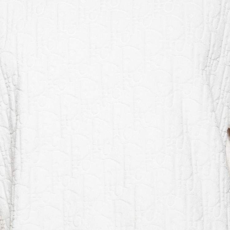 مملوكة مسبقًا Dior White Oblique Monogram Jacquard Terry Oversized T-Shirt M