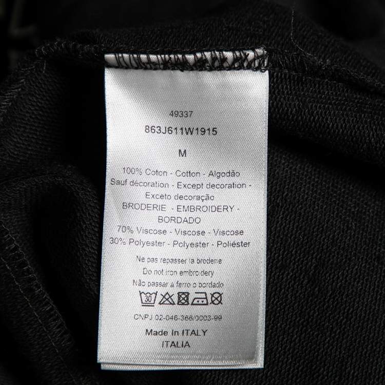 Pre Owned Dior Black Cotton Bee Embroidered Short Sleeve T-Shirt M