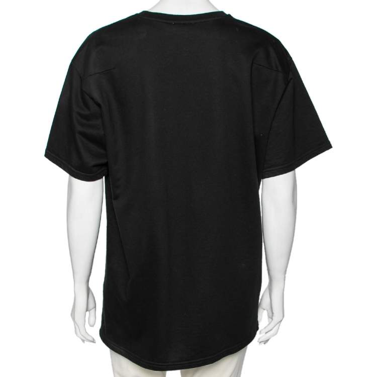 Pre Owned Dior Black Cotton Bee Embroidered Short Sleeve T-Shirt M