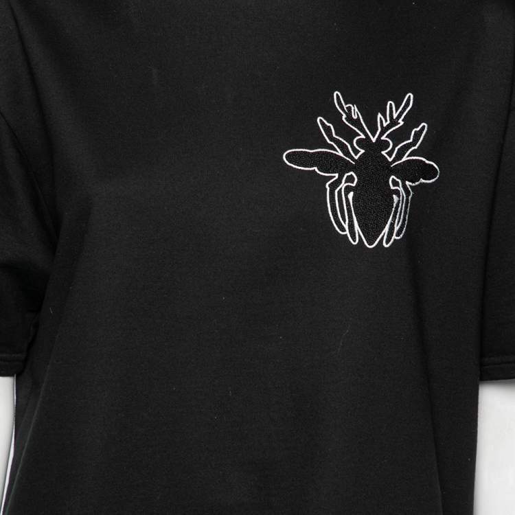 Pre Owned Dior Black Cotton Bee Embroidered Short Sleeve T-Shirt M