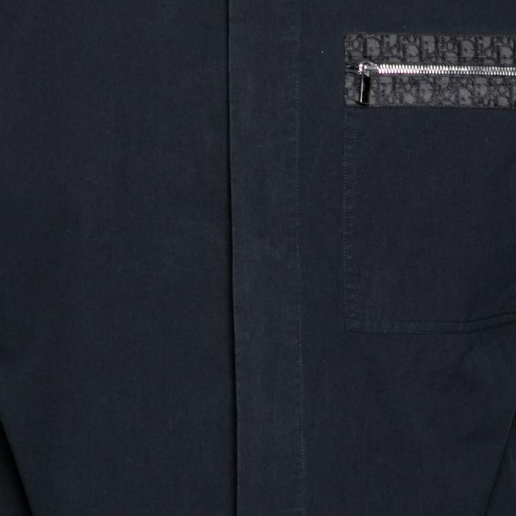 Pre Owned Dior Navy Blue Cotton Pocket Detail Button Front Shirt M