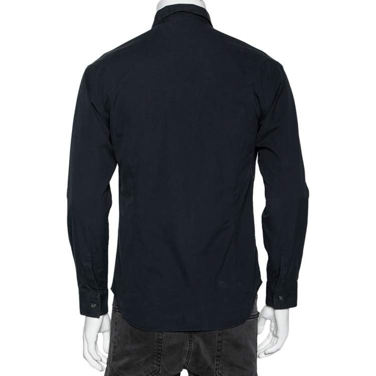 Pre Owned Dior Navy Blue Cotton Pocket Detail Button Front Shirt M