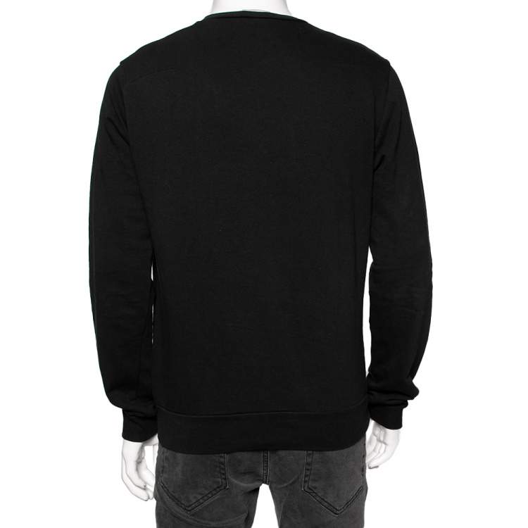 Pre Owned Dior Black Cotton Floral Printed Logo Embroidered Long Sleeve Sweatshirt M