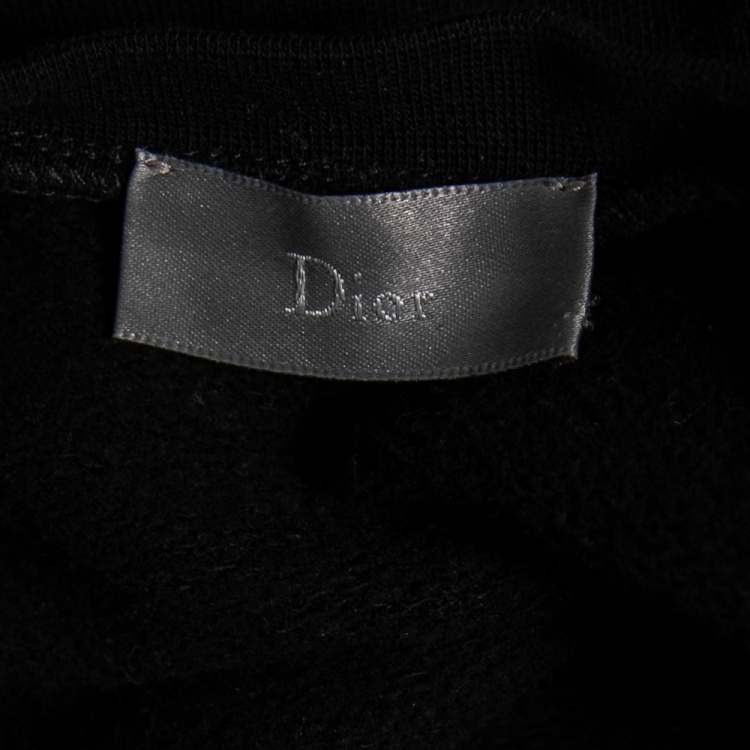 Pre Owned Dior Black Cotton Floral Printed Logo Embroidered Long Sleeve Sweatshirt M