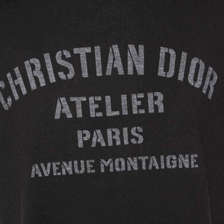 Pre Owned Dior Black Cotton Logo Printed Crewneck T-Shirt XL