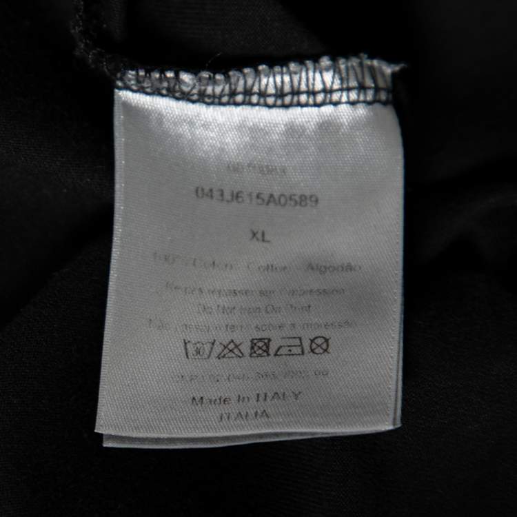 Pre Owned Dior Black Cotton Logo Printed Crewneck T-Shirt XL