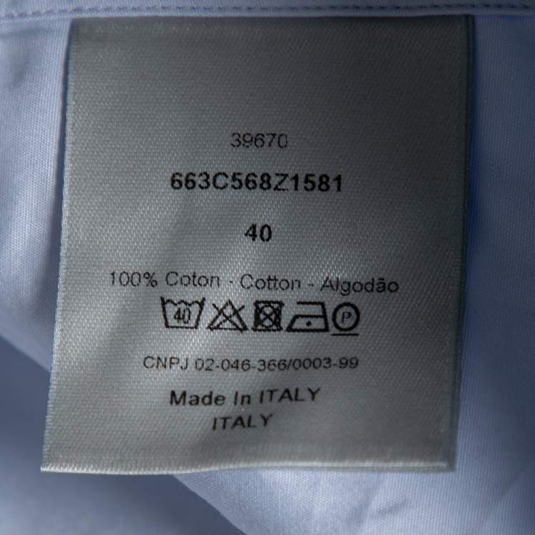 Pre Owned Dior Blue & Camouflage Sleeve Detail Cotton Button Front Shirt M