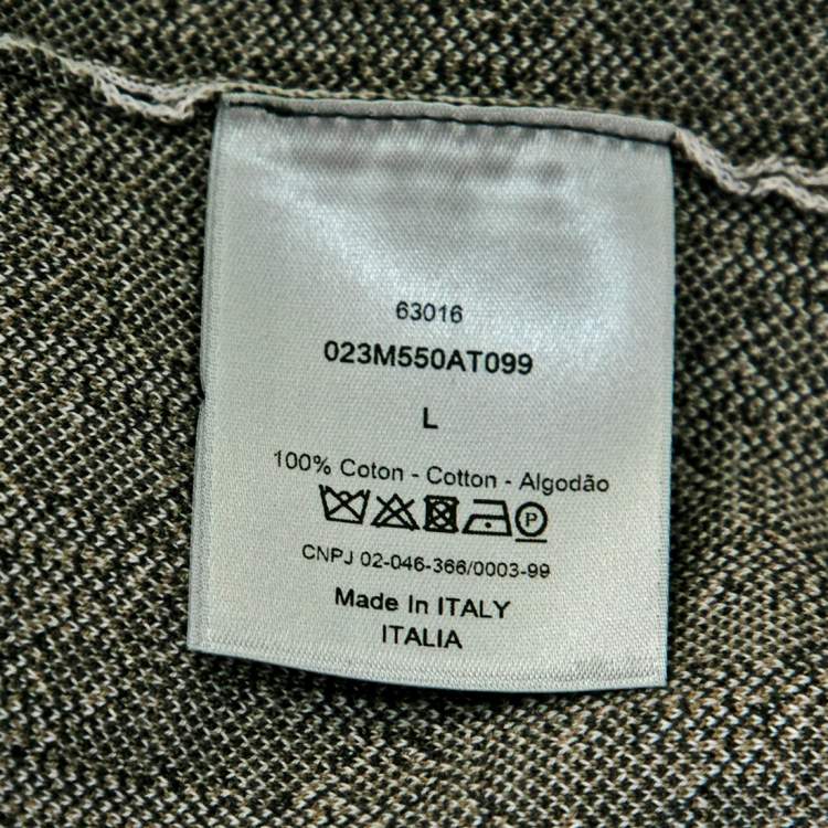 Pre Owned Dior Brown/White Cotton Oblique Long Sleeve Overshirt L