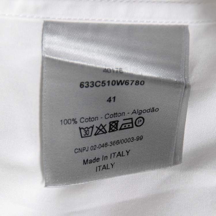 Pre Owned Dior White Cotton Embroidered Detail Button Front Shirt L