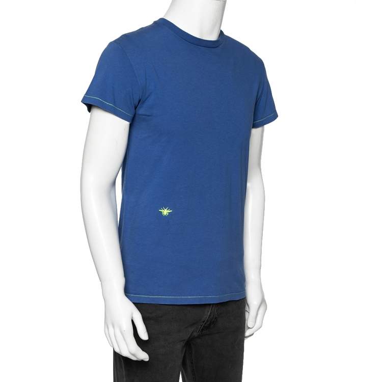 Pre Owned Dior Blue Cotton Crew Neck Short Sleeve T-Shirt XS