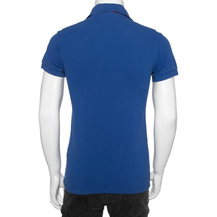 Pre Owned Dior Blue Cotton Short Sleeve Polo T Shirt S