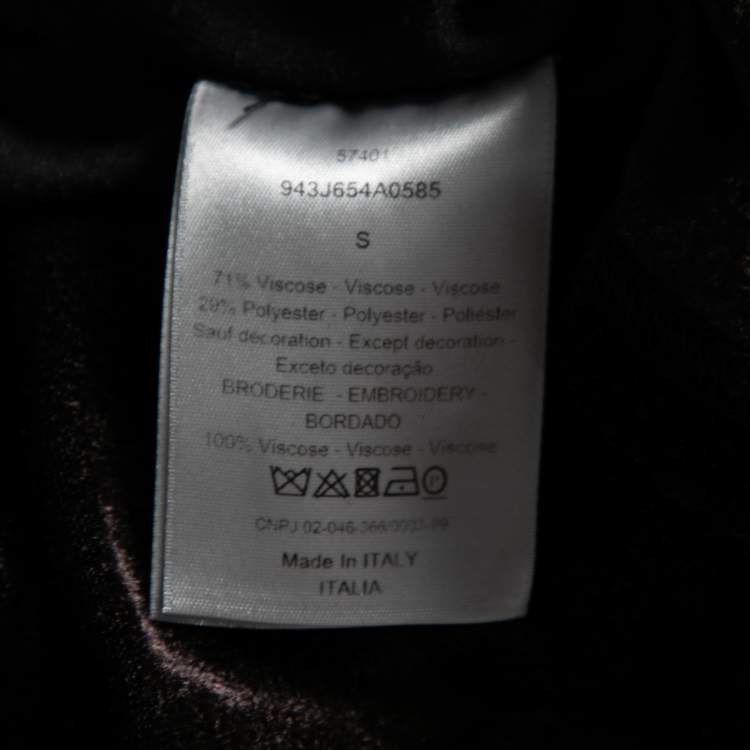 Pre Owned Dior Brown Velvet Dior Embroidered Short Sleeve T-Shirt S