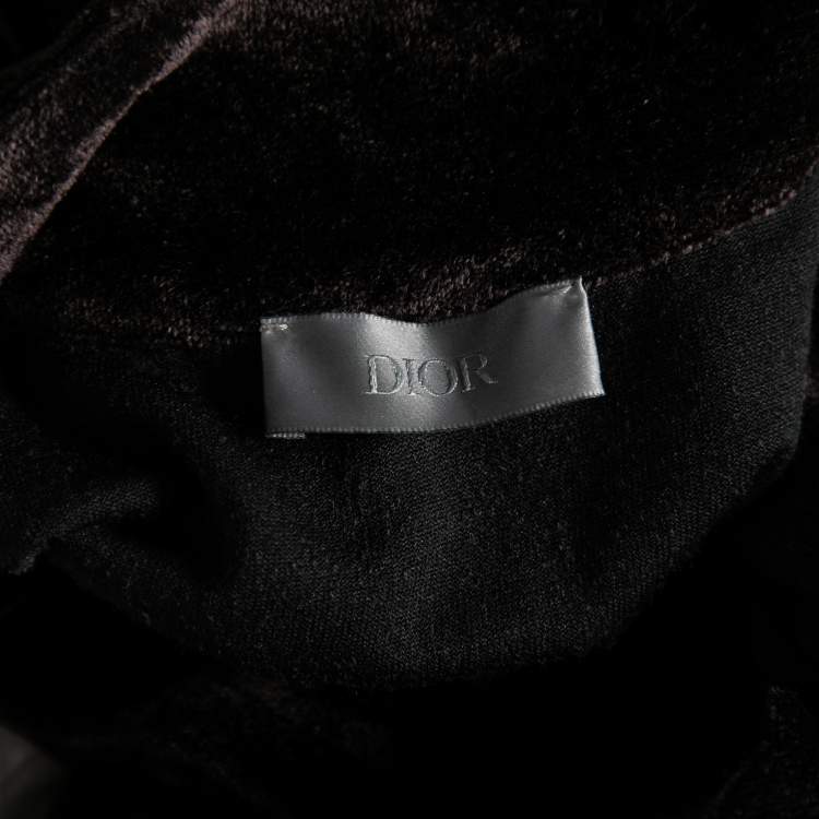 Pre Owned Dior Brown Velvet Dior Embroidered Short Sleeve T-Shirt S