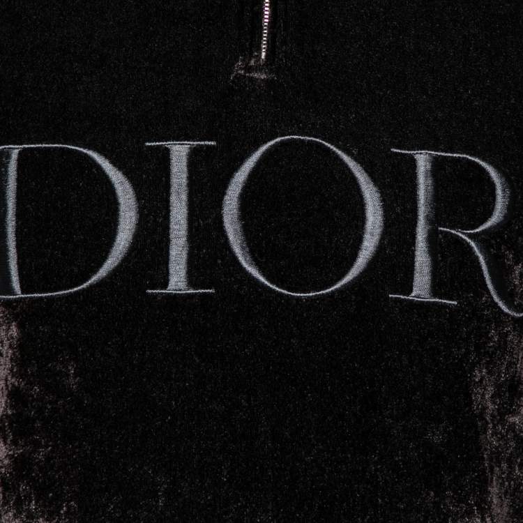 Pre Owned Dior Brown Velvet Dior Embroidered Short Sleeve T-Shirt S