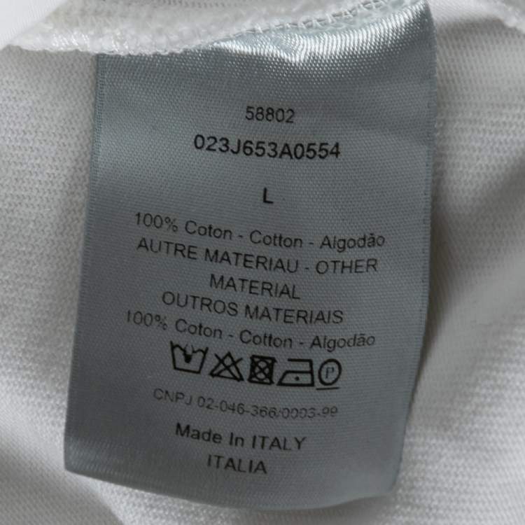 Pre Owned Dior Homme White Cotton Built In Saddle Pocket T-Shirt L