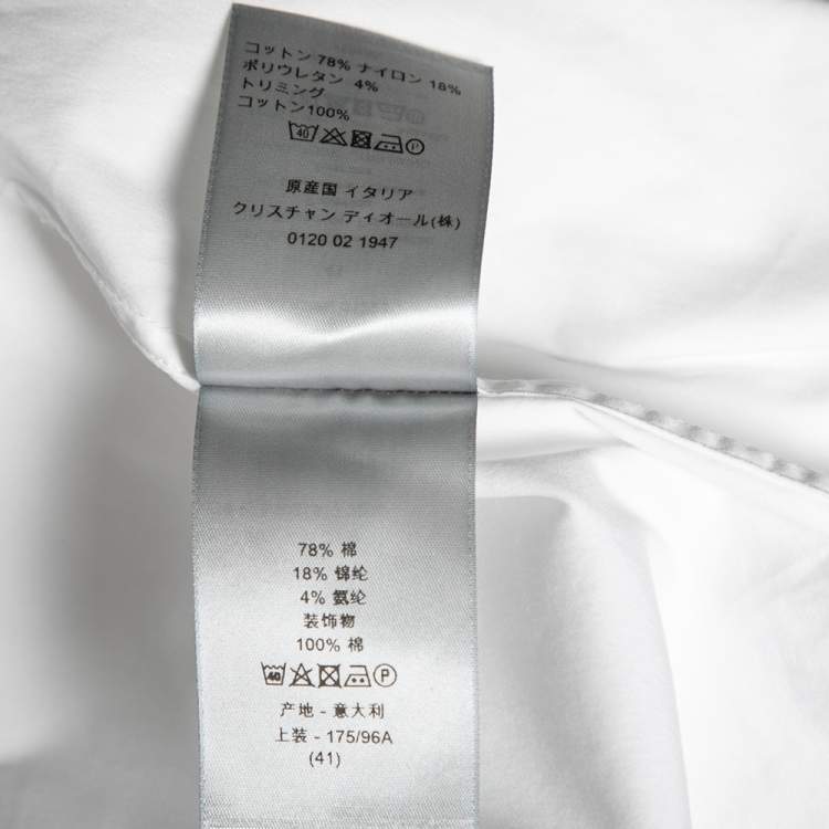 Pre Owned Dior White Cotton Button Front Shirt L