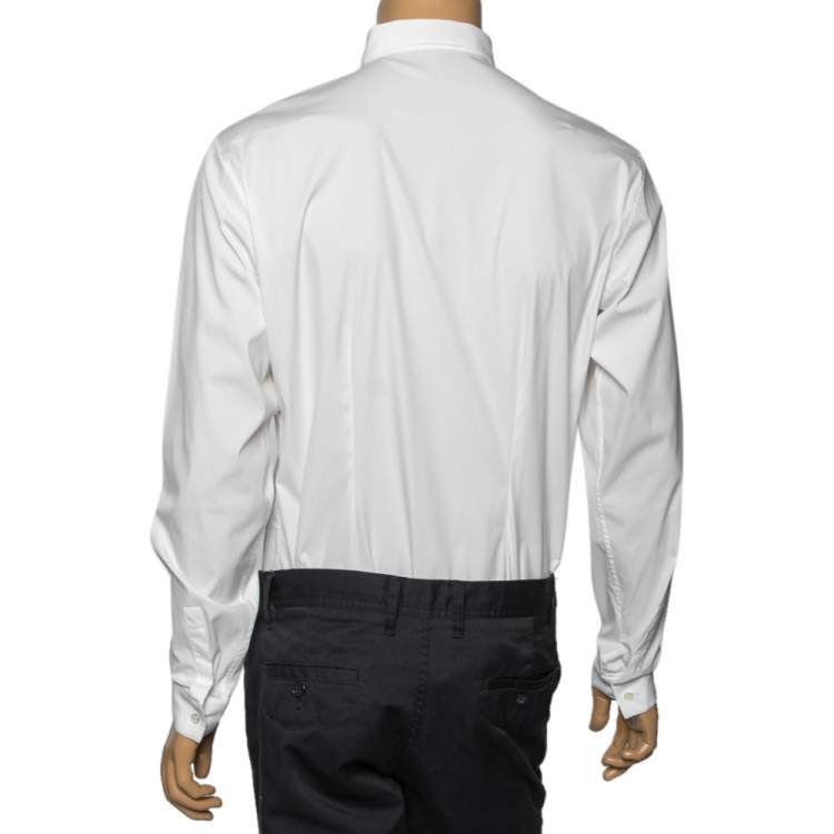 Pre Owned Dior White Cotton Button Front Shirt L
