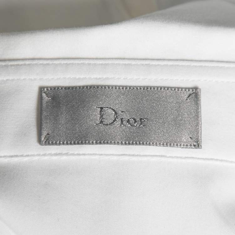 Pre Owned Dior White Cotton Button Front Shirt L