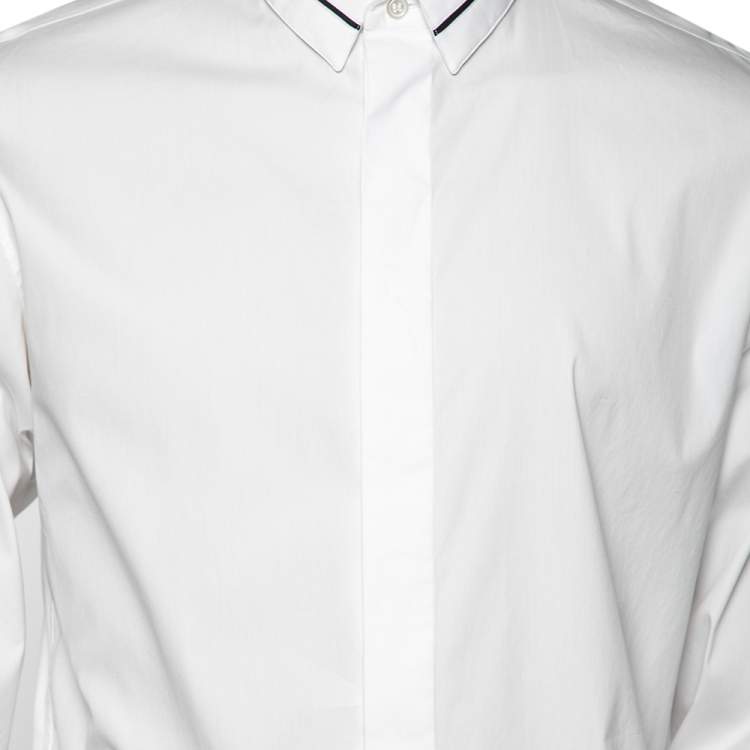 Pre Owned Dior White Cotton Button Front Shirt L