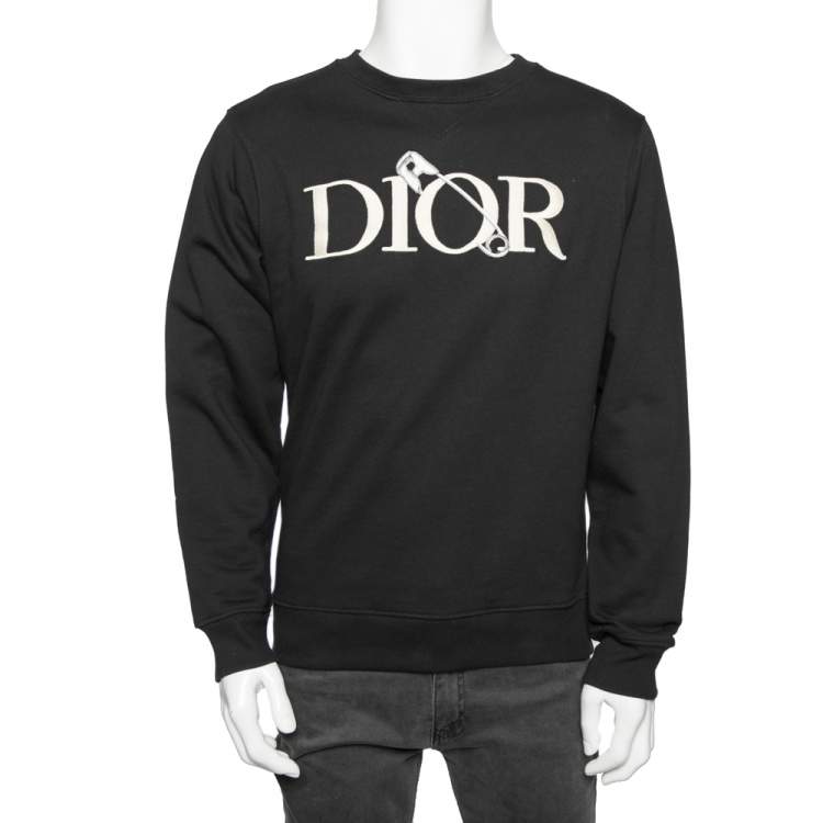 Dior x Judy Blame Black Cotton Safety Pin Logo Embroidered Sweatshirt ...