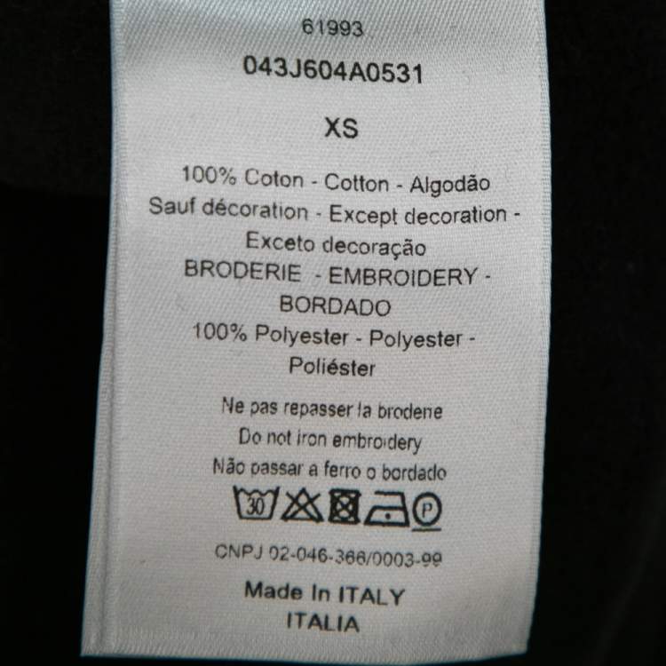 Pre Owned Dior x Judy Blame Black Cotton Safety Pin Logo Embroidered Sweatshirt XS