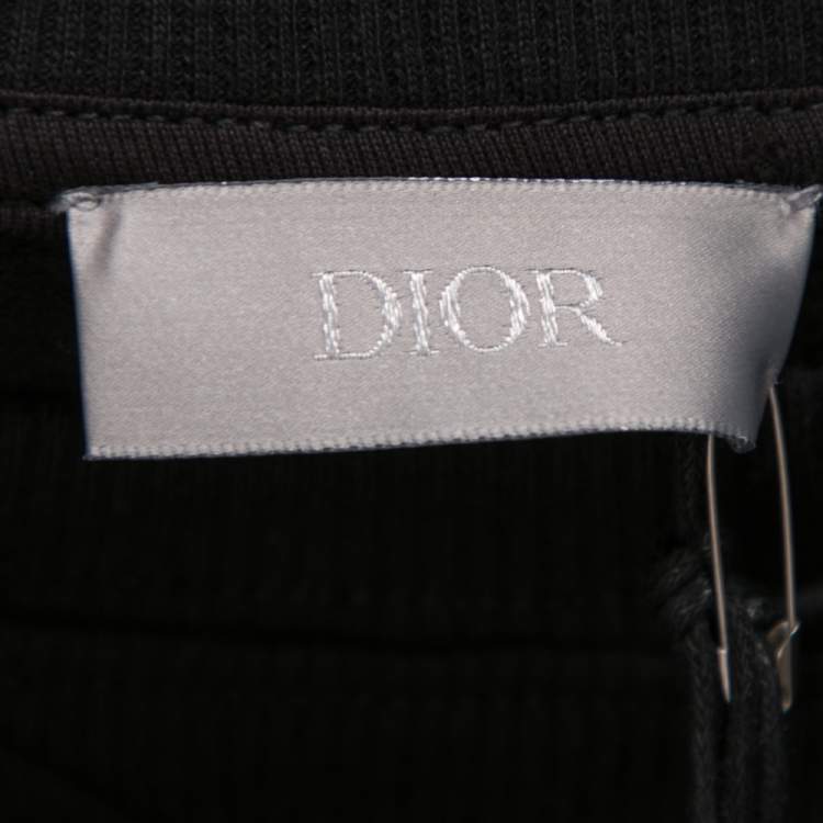 Pre Owned Dior x Judy Blame Black Cotton Safety Pin Logo Embroidered Sweatshirt XS
