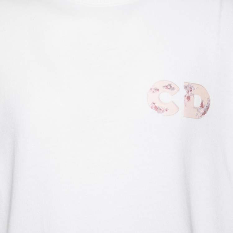 Pre Owned Dior X Daniel Arsham White Eroded Basket Ball Cotton T-Shirt M