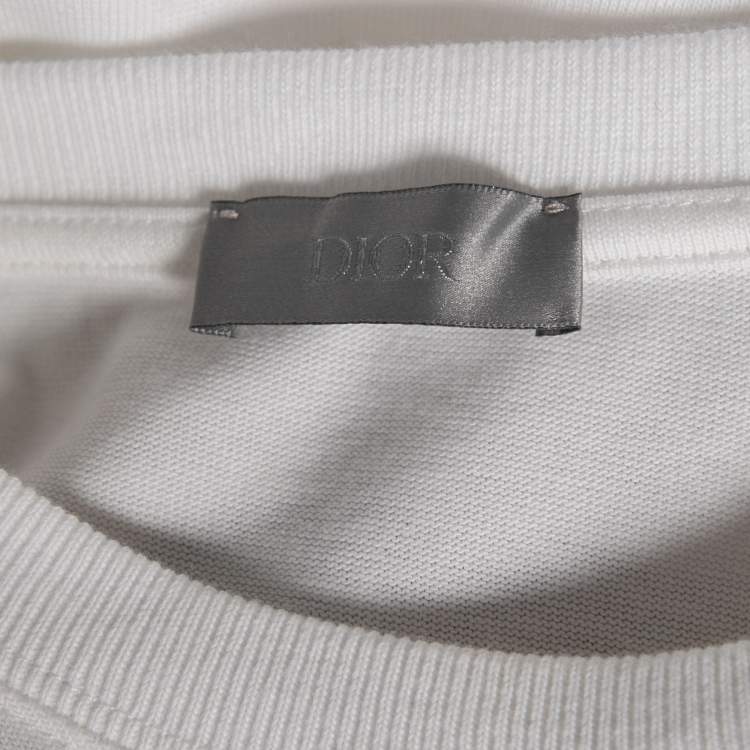 Pre Owned Dior X Daniel Arsham White Eroded Basket Ball Cotton T-Shirt M