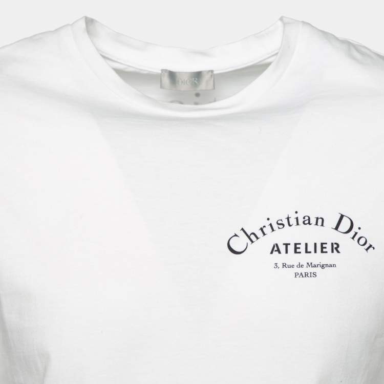 Pre Owned Dior White Cotton Logo Printed Crew Neck T-Shirt XS