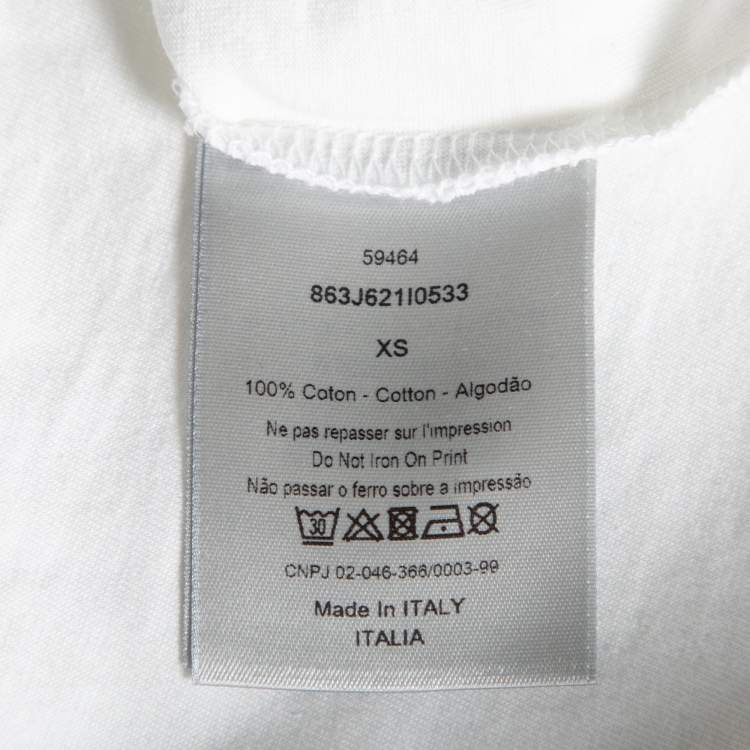 Pre Owned Dior White Cotton Logo Printed Crew Neck T-Shirt XS