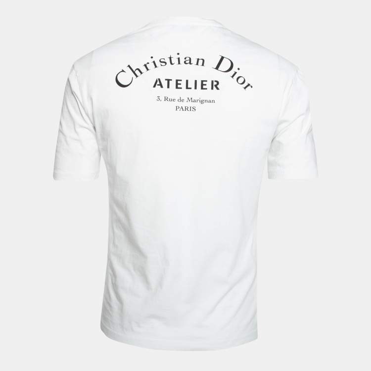 Pre Owned Dior White Cotton Logo Printed Crew Neck T-Shirt XS
