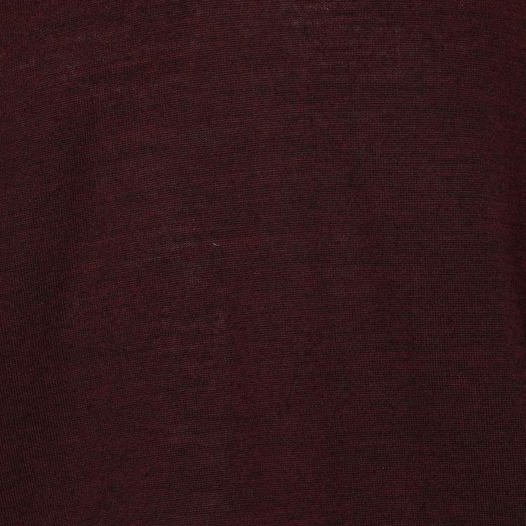 Pre Owned Dior Homme Burgundy Wool V-Neck Sweater XL