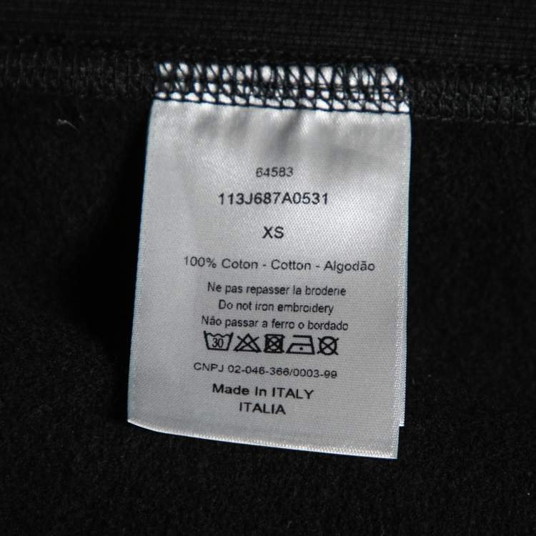 Pre Owned Dior Black Floral Logo Printed Cotton Crewneck Sweatshirt XS