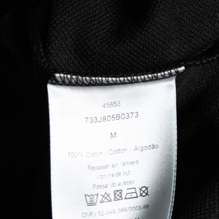 Pre Owned Dior Black Cotton Bee Embroidered Polo T-Shirt M