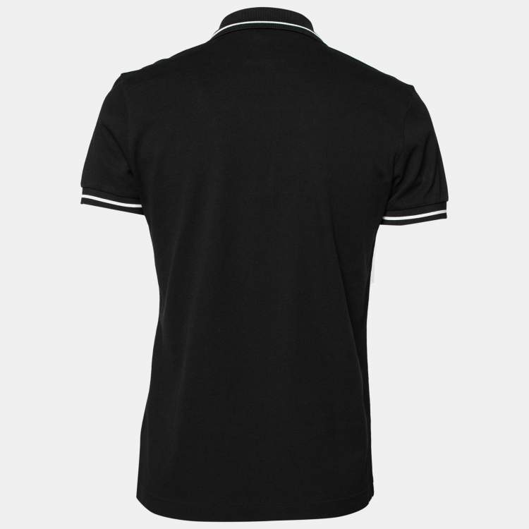 Pre Owned Dior Black Cotton Bee Embroidered Polo T-Shirt M