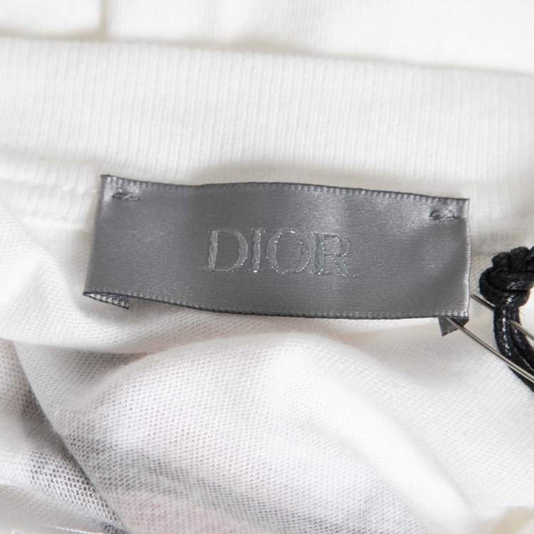 Pre Owned Dior White Mount Zion Graphic Print Cotton Crew Neck T-Shirt L