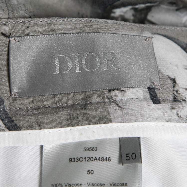 Pre Owned Dior X Daniel Arsham Grey Lunar Print Crepe Shorts L