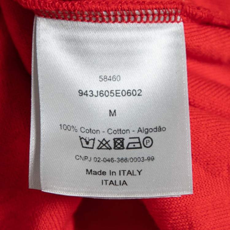 Pre Owned Dior Red Oblique Jacquard Terry Cotton Short Sleeve T-Shirt M