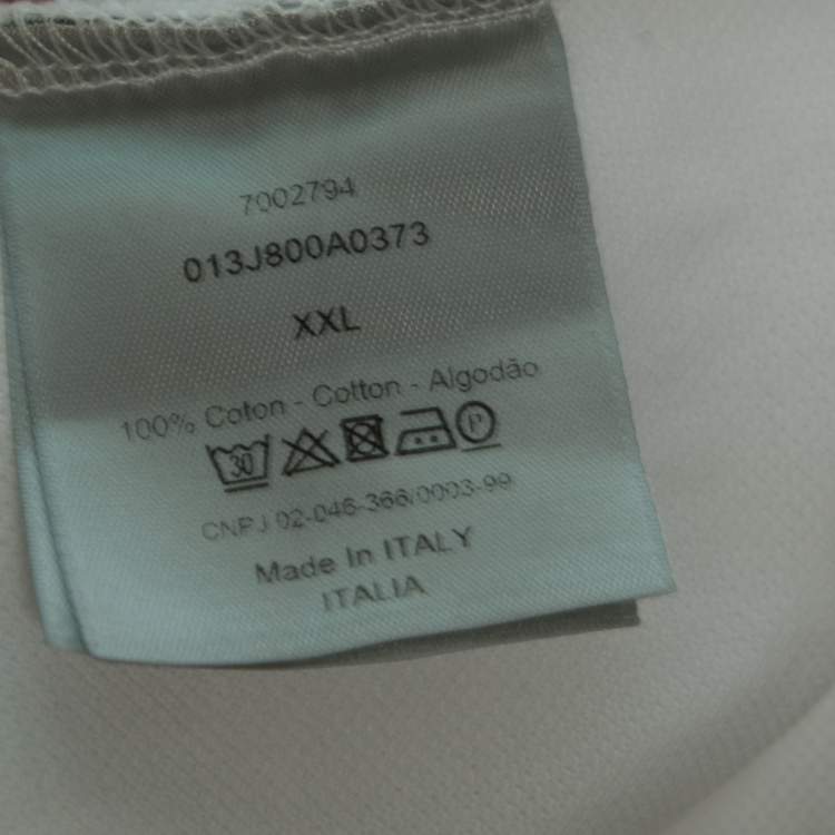 مملوكة مسبقًا Dior White Cotton Pique Logo Embroidered Polo T-Shirt XXL
