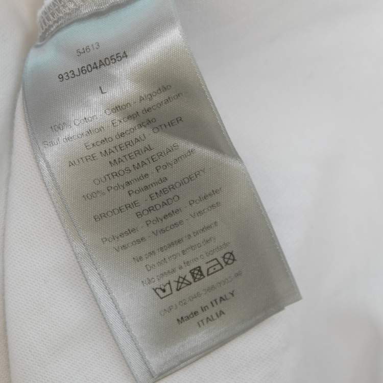 Pre Owned Dior White Cotton Dior Et Moi Sequin Embellished Short Sleeve T-Shirt L