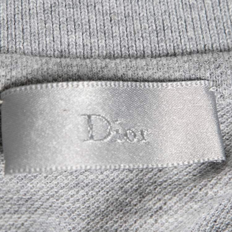 Pre Owned Dior Grey Cotton Pique Short Sleeve Polo T-Shirt XS