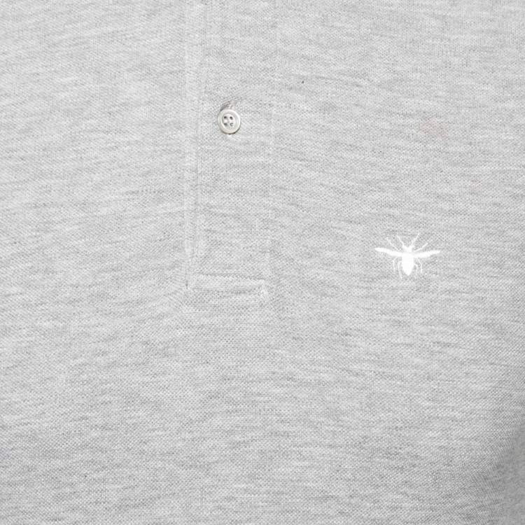 Pre Owned Dior Grey Cotton Pique Short Sleeve Polo T-Shirt XS