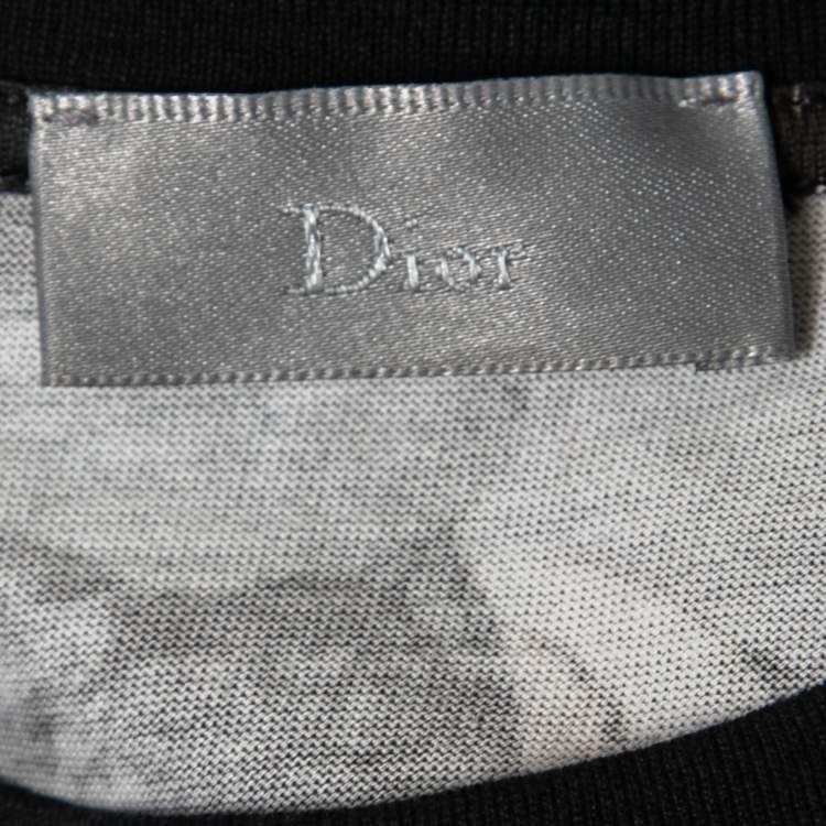 مملوكة مسبقًا Dior Black Printed Cotton Crew Neck T-Shirt XS